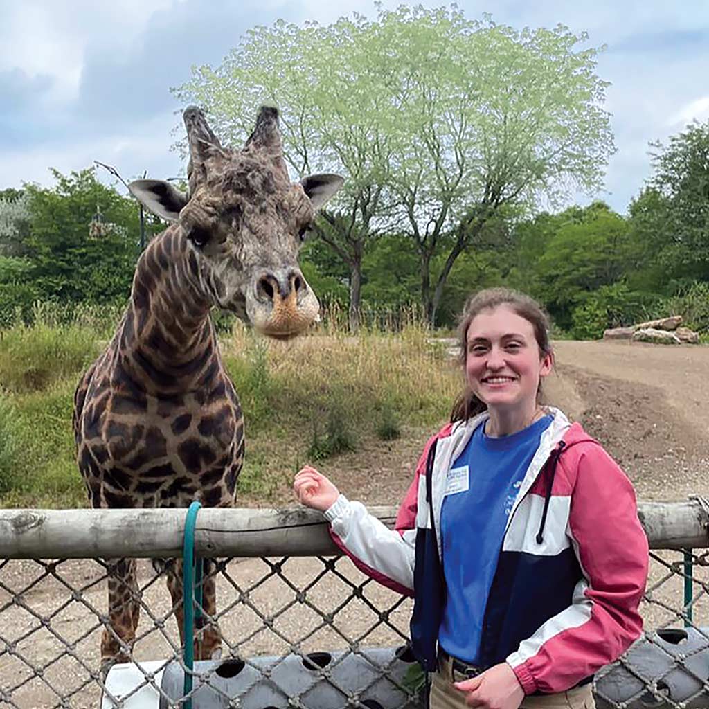 photo of Emily with a Giraffe