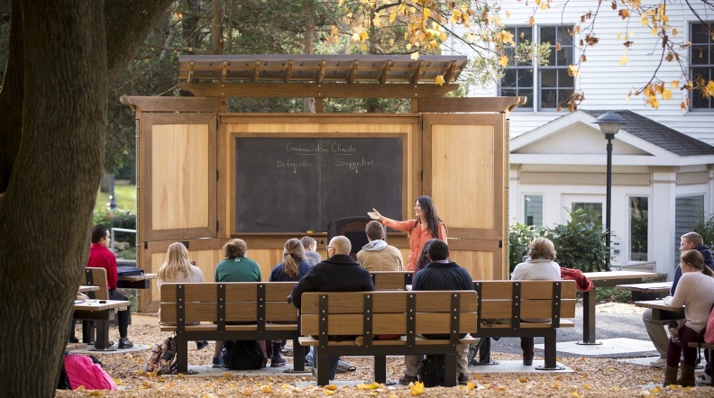 Professor Grace Fala teaching at the outdoor classroom