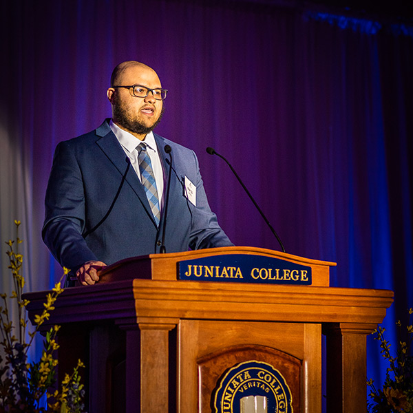 Nicholas Sifford presenting at Juniata College