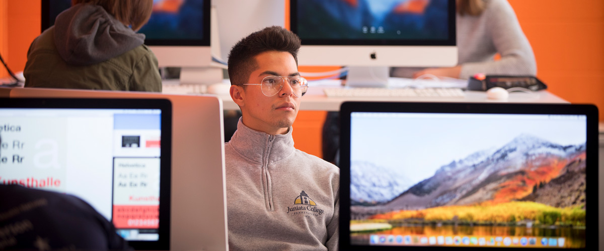 Student working at Mac-based lab at TSC