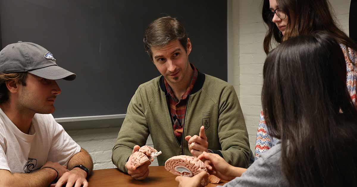 neuroscience teacher with students
