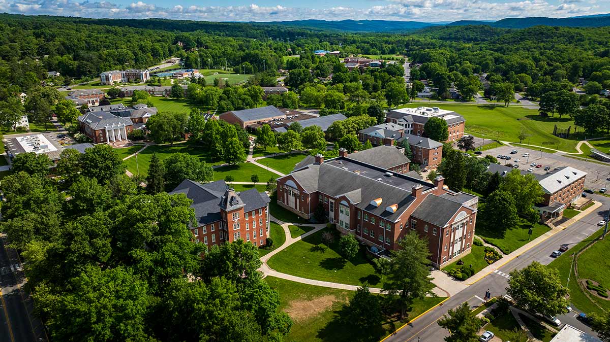 aerial of founders and campus