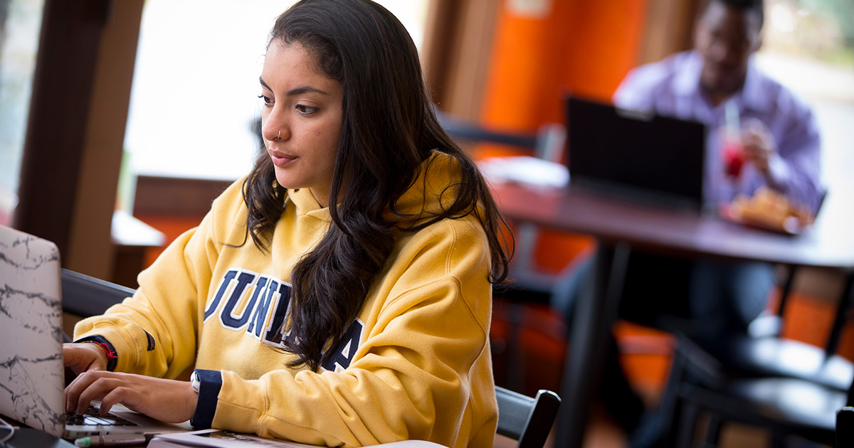 photo of student on laptop