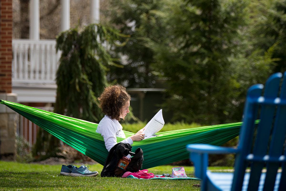 photo of student in hammock