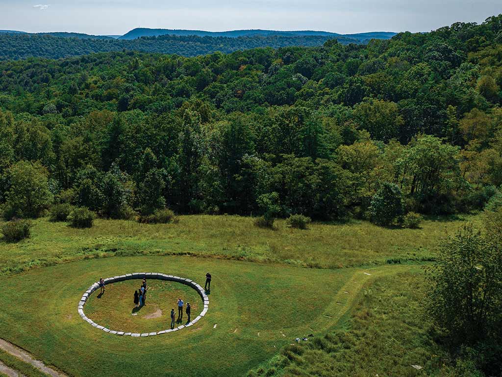 aerial photo of the Elizabeth Evans Peace Chapel.