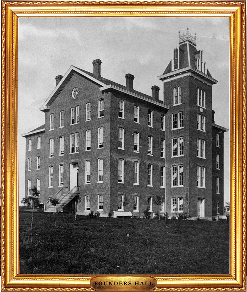 photo of juniata campus in a gold frame