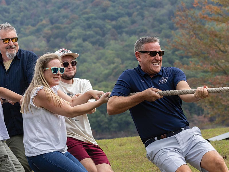 photo of mountain day tug of war