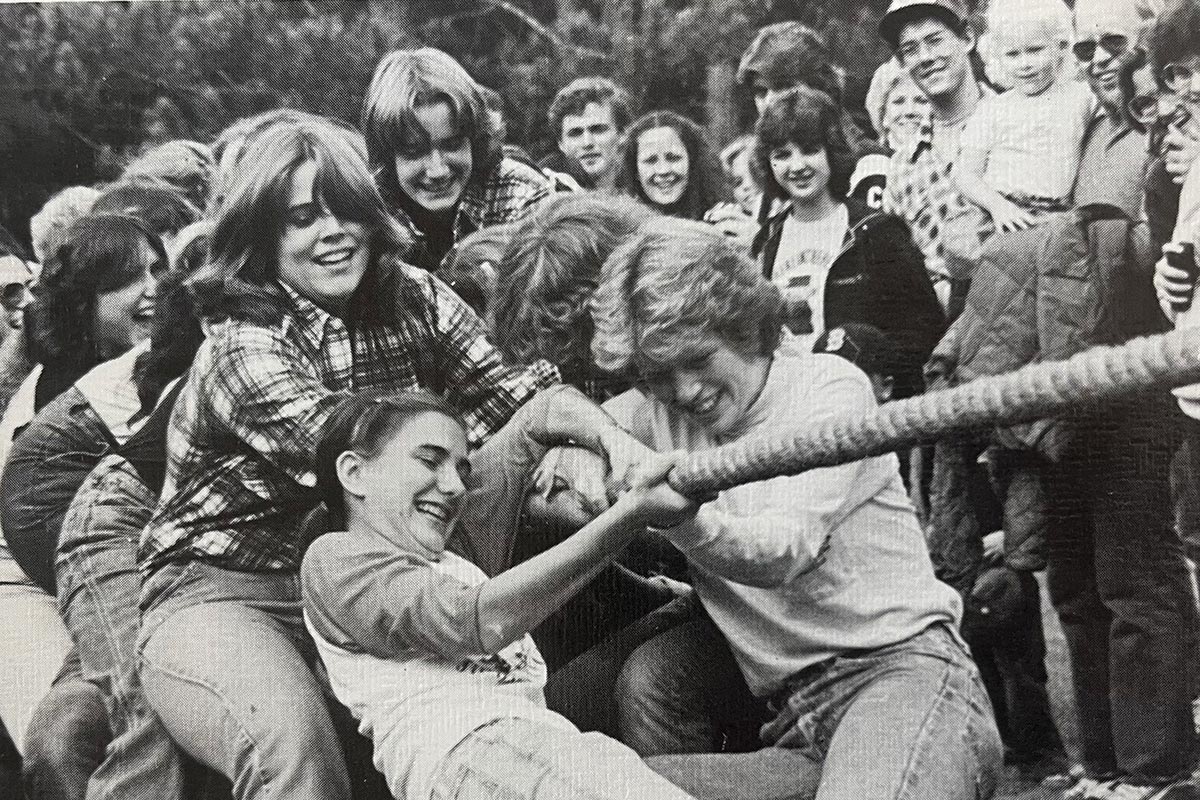 photo of mountain day tug of war from 1982