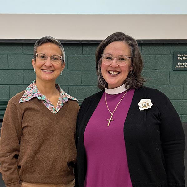 photo of Andrea (Romano) Vespoint &rsquo;88 met the Right Reverend Carrie Schofield-Broadbent &rsquo;97