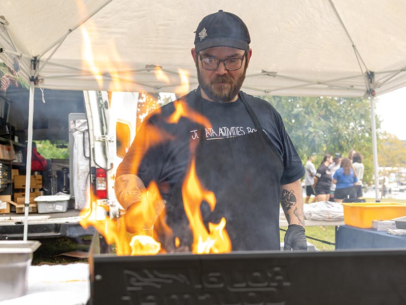 photo of cooking for the mountain day picnic