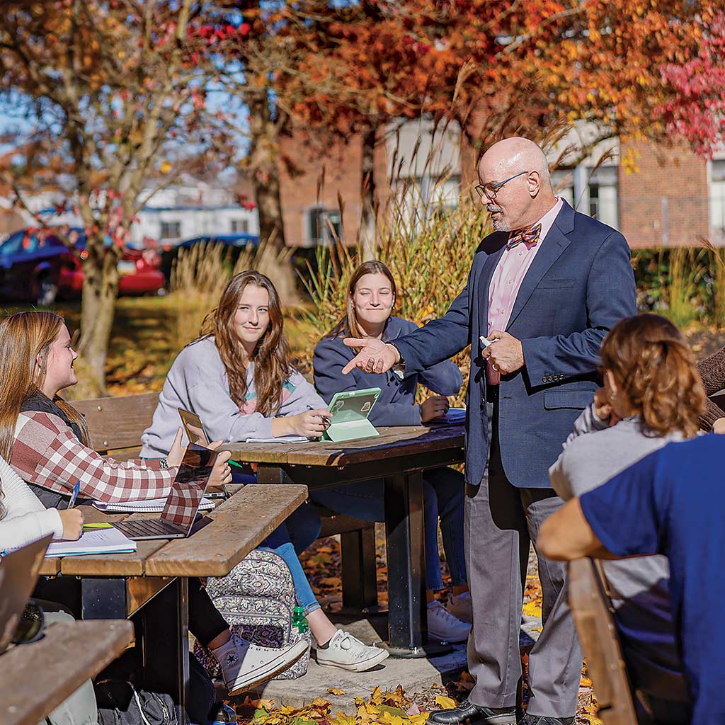 Jim Tuten, Charles R. and Shirley A. Knox Professor of History, is well-known on campus for an excellent bow tie collection, the History of Food course, his award-winning advising style (see page 33), and his unwavering commitment to the liberal arts. Photo by ©Michael Paras Photography.