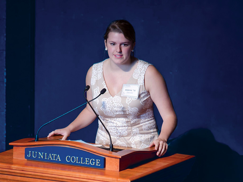 Adena Delozier Mertz ’16 was a presenter at the President’s Milestone Breakfast in June 2015 as part of Alumni Weekend. Photo courtesy of Adena Delozier Mertz ’16.