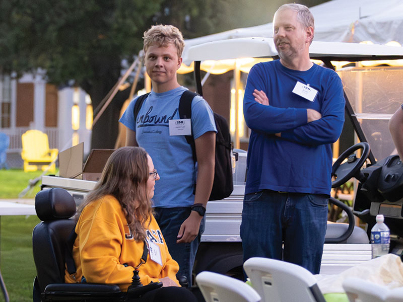 guests gather on the quad for homecoming weekend