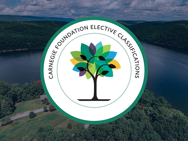 Carnegie Foundation seal over an aerial photo of the field station