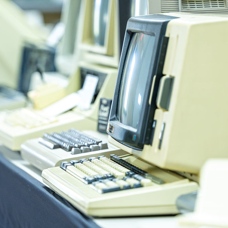 A display of vintage computers at Isett Heritage Museum