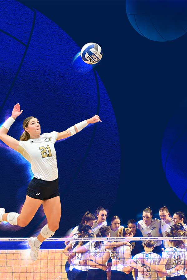 collage of womens volleyball team photos
