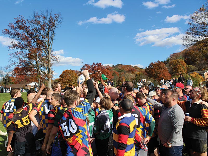 rugby 50th reunion action photo