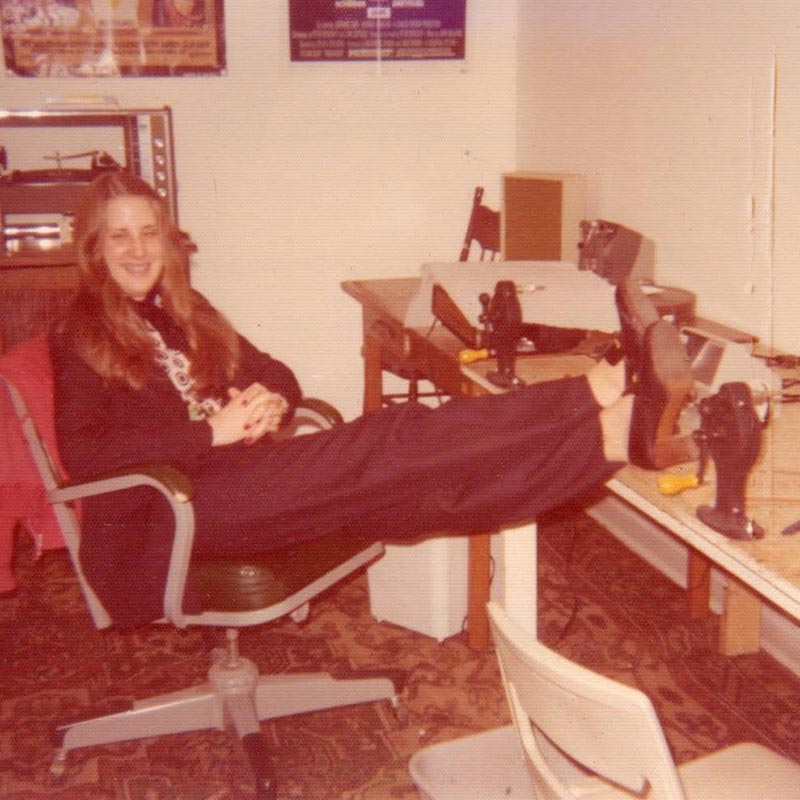 Ziegler in editing room in Oller Hall, January 1976